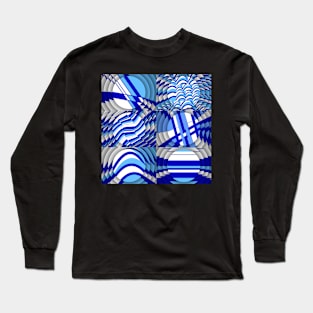 Pattern mix in blue, white Long Sleeve T-Shirt